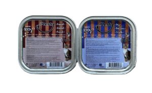Katzenfutter Pastete 2 Sorten Rind und Fisch 100g.jpeg