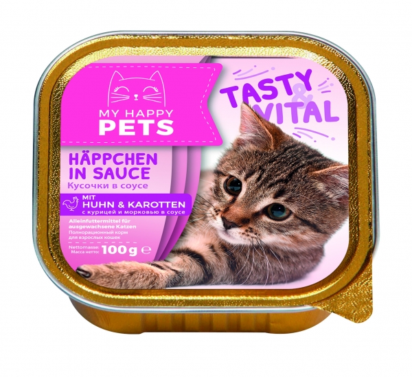 My Happy Pets Katzenfutter in Sauce mit Huhn & Karotten 100g