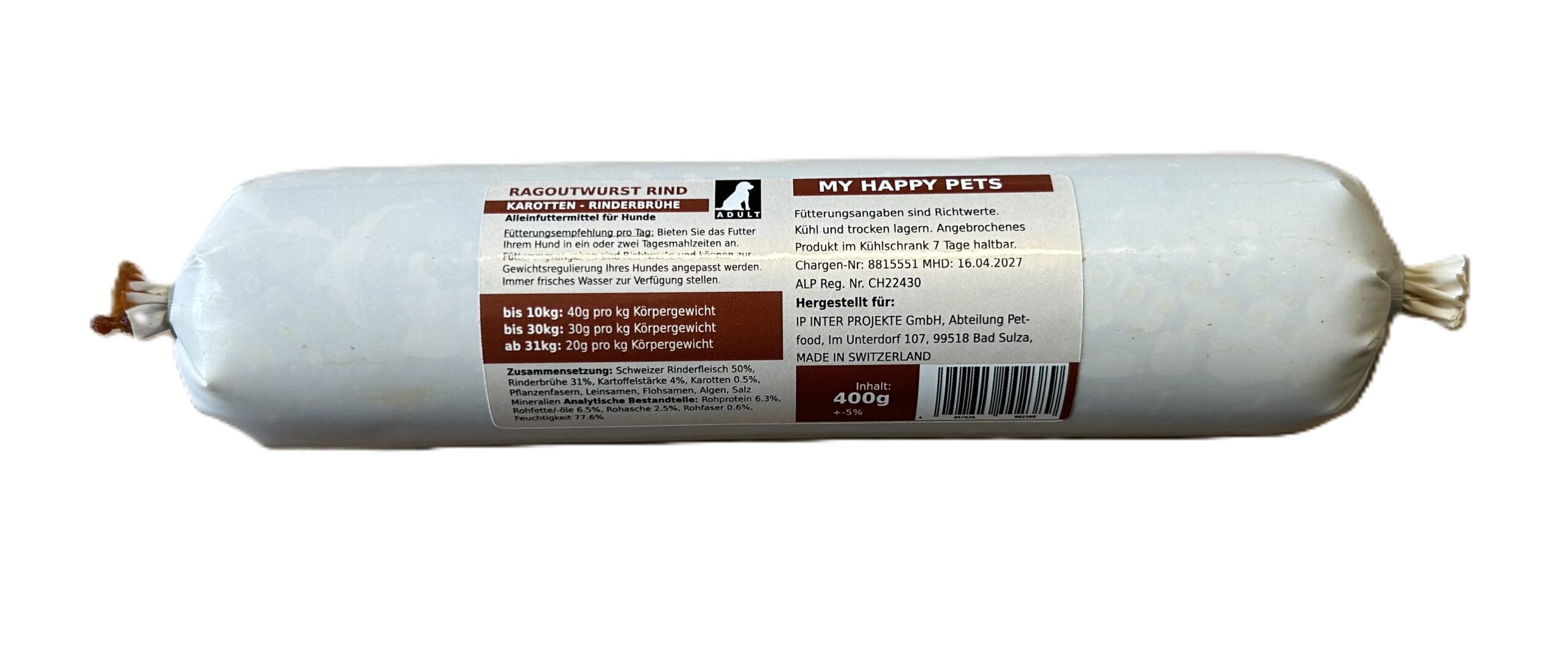 My Happy Pets Ragoutwurst Rind mit Karotten 400g.jpeg