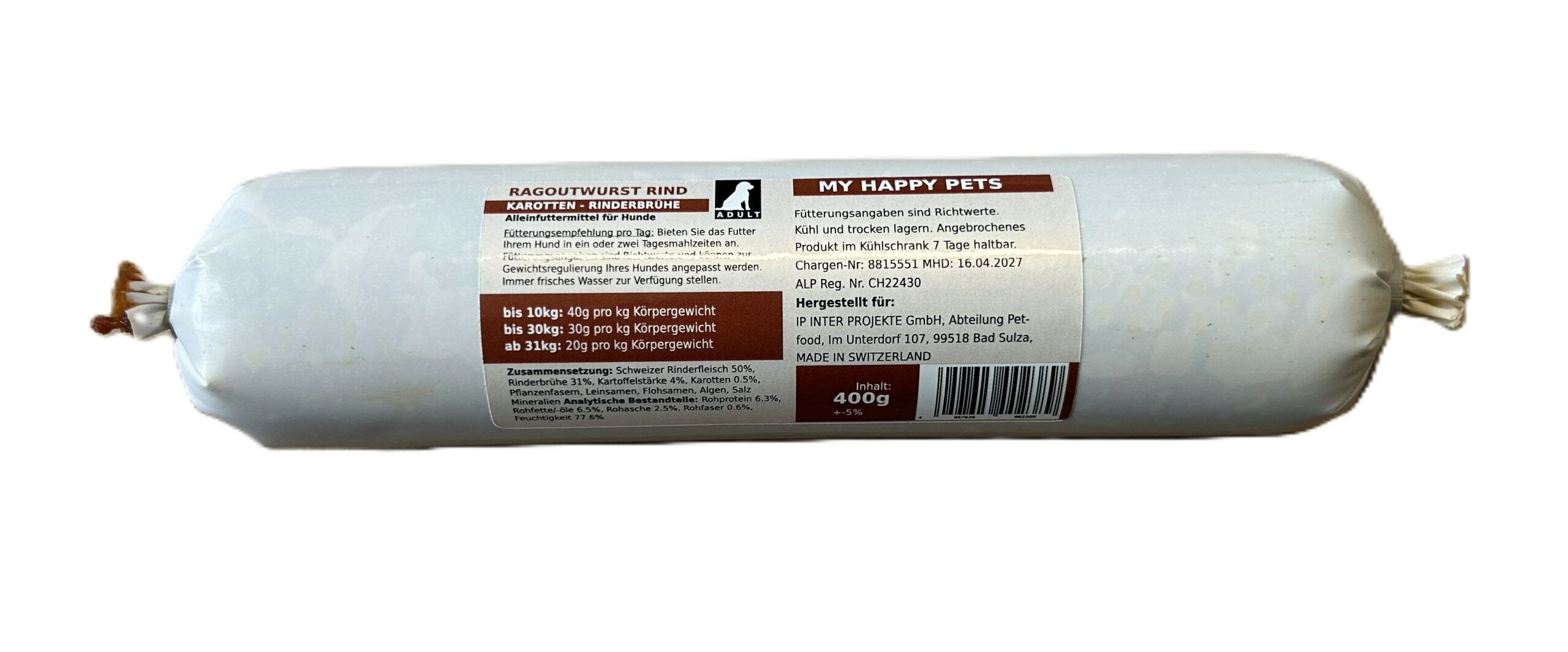 My Happy Pets Ragoutwurst Rind mit Karotten 400g.jpeg